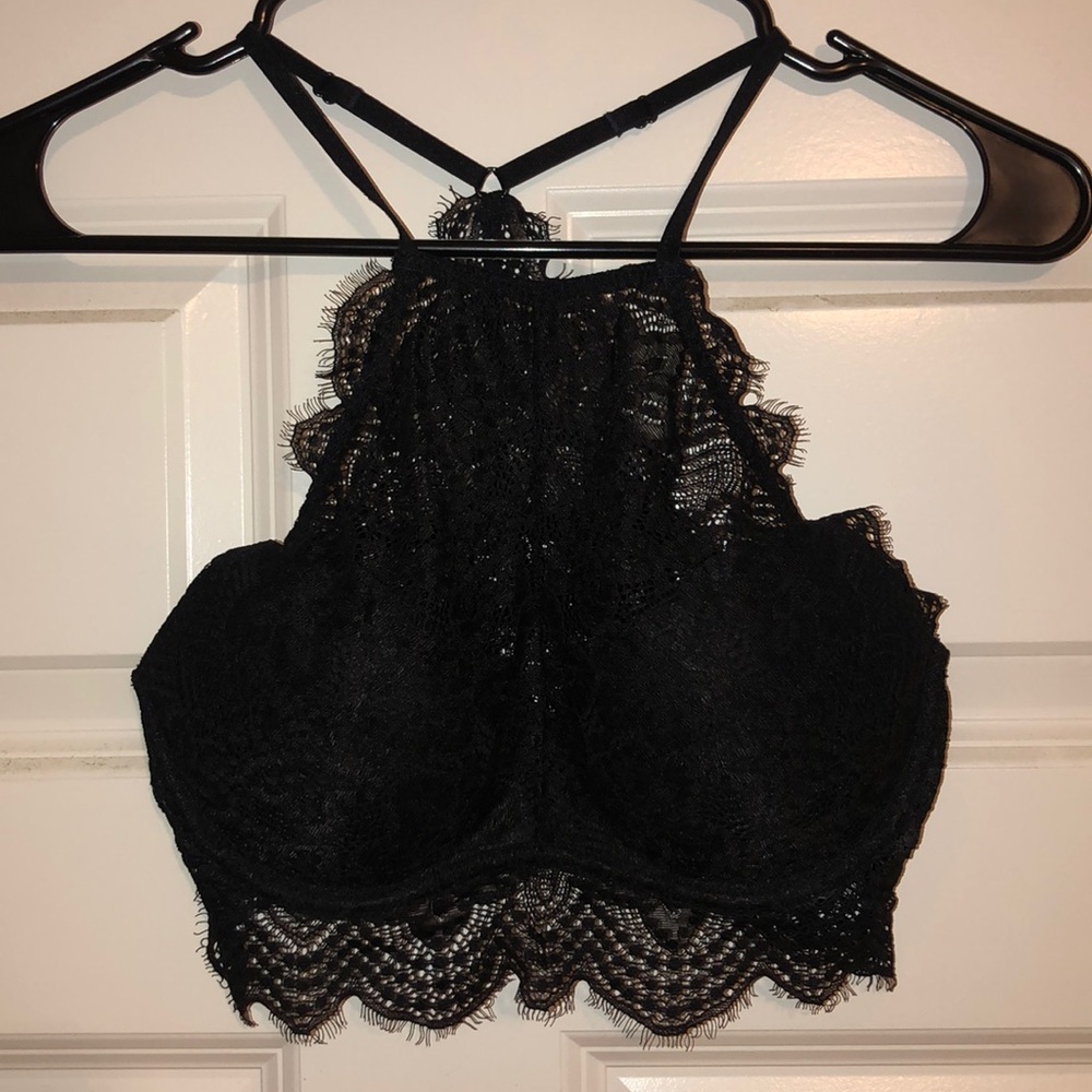 Victoria’s Secret black lace halter bralette top